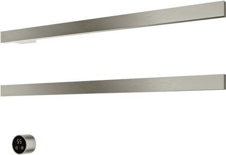Hotbath &MORE set van 2 rails RAS80 SQUARE 80 cm met separate schakelaar en inbouw element Geborsteld Nikkel (RAS80-2GN) Grijs