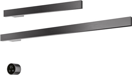 Hotbath &MORE set van 2 rails RAS80 SQUARE 80 en RAS50 SQUARE 50 cm met separate schakelaar en inbouw element Geborsteld Gunmetal PVD (RAS50+RAS80BGP)