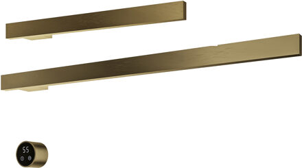 Hotbath &MORE set van 2 rails RAS80 SQUARE 80 en RAS50 SQUARE 50 cm met separate schakelaar en inbouw element Geborsteld Messing PVD (RAS50+RAS80BBP) Goud