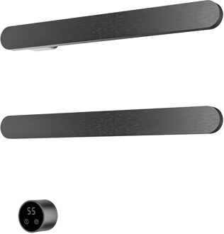Hotbath &MORE set van 2 rails RASS50 SOFT SQUARE 50 cm met separate schakelaar Geborsteld Gunmetal PVD (Exclusief inbouwdeel)