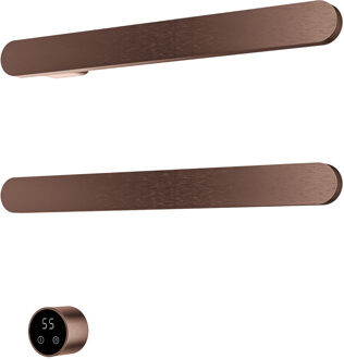 Hotbath &MORE set van 2 rails RASS50 SOFT SQUARE 50 cm met separate schakelaar Geborsteld Koper PVD (Exclusief inbouwdeel)