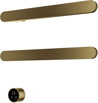 Hotbath &MORE set van 2 rails RASS50 SOFT SQUARE 50 cm met separate schakelaar Geborsteld Messing PVD (Exclusief inbouwdeel) Goud