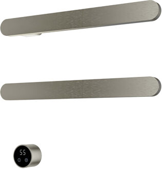 Hotbath &MORE set van 2 rails RASS50 SOFT SQUARE 50 cm met separate schakelaar Geborsteld Nikkel (Exclusief inbouwdeel) Grijs