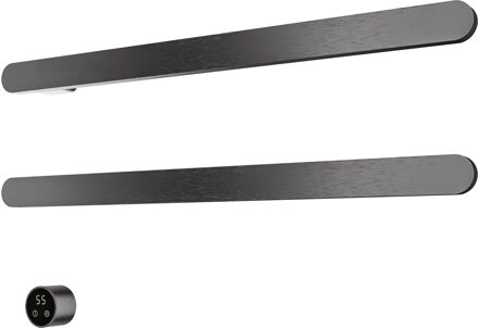 Hotbath &MORE set van 2 rails RASS80 SOFT SQUARE 80 cm met separate schakelaar en inbouw element Geborsteld Gunmetal PVD (RASS80-2BGP)