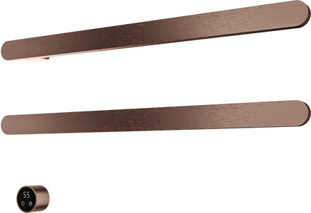 Hotbath &MORE set van 2 rails RASS80 SOFT SQUARE 80 cm met separate schakelaar en inbouw element Geborsteld Koper PVD (RASS80-2BCP)