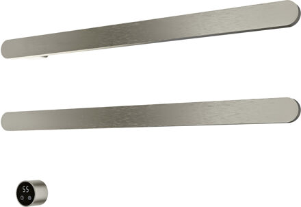 Hotbath &MORE set van 2 rails RASS80 SOFT SQUARE 80 cm met separate schakelaar en inbouw element Geborsteld Nikkel (RASS80-2GN) Grijs