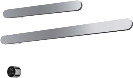 Hotbath &MORE set van 2 rails RASS80 SOFT SQUARE 80 en RASS50 SOFT SQUARE 50 cm met separate schakelaar en inbouw element Chroom (RASS50+RASS80CR)