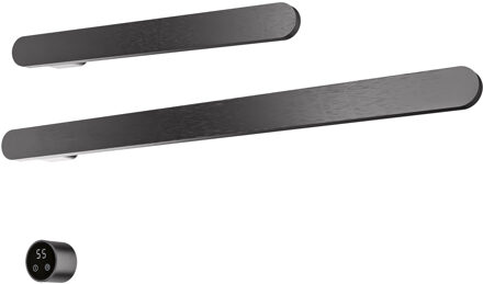 Hotbath &MORE set van 2 rails RASS80 SOFT SQUARE 80 en RASS50 SOFT SQUARE 50 cm met separate schakelaar en inbouw element Geborsteld Gunmetal PVD (RASS50+RASS80BGP)