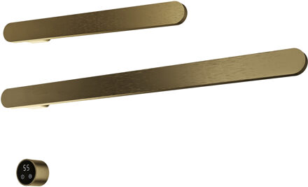 Hotbath &MORE set van 2 rails RASS80 SOFT SQUARE 80 en RASS50 SOFT SQUARE 50 cm met separate schakelaar en inbouw element Geborsteld Messing PVD (RASS50+RASS80BBP) Goud