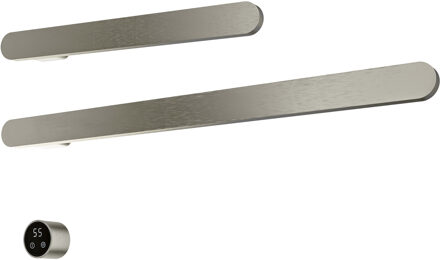 Hotbath &MORE set van 2 rails RASS80 SOFT SQUARE 80 en RASS50 SOFT SQUARE 50 cm met separate schakelaar en inbouw element Geborsteld Nikkel (RASS50+RASS80GN) Grijs