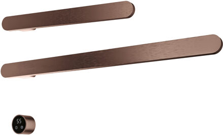 Hotbath &MORE set van 2 rails RASS80 SOFT SQUARE 80 en RASS50 SOFT SQUARE 50 cm met separate schakelaar Geborsteld Koper PVD (Exclusief inbouwdeel)