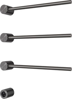 Hotbath &MORE set van 3 rails RARH50 ROUND 50 cm met separate schakelaar en inbouw element Geborsteld Gunmetal PVD (RARH50-3BGP)