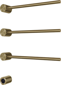 Hotbath &MORE set van 3 rails RARH50 ROUND 50 cm met separate schakelaar en inbouw element Geborsteld Messing PVD (RARH50-3BBP) Goud