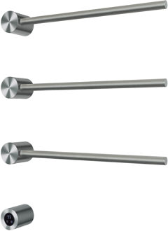 Hotbath &MORE set van 3 rails RARH50 ROUND 50 cm met separate schakelaar en inbouw element Geborsteld Nikkel (RARH50-3GN) Grijs