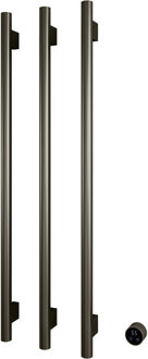 Hotbath &MORE set van 3 rails RARV135 ROUND135 cm met separate schakelaar en inbouw element Geborsteld Nikkel (RARV135-3GN) Grijs