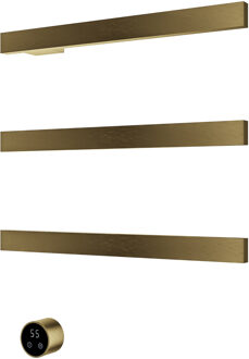 Hotbath &MORE set van 3 rails RAS50 SQUARE 50 cm met separate schakelaar en inbouw element Geborsteld Messing PVD (RAS50-3BBP) Goud
