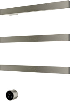 Hotbath &MORE set van 3 rails RAS50 SQUARE 50 cm met separate schakelaar en inbouw element Geborsteld Nikkel (RAS50-3GN) Grijs
