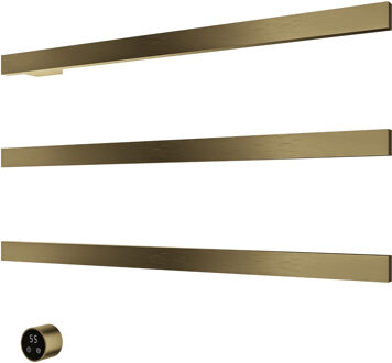Hotbath &MORE set van 3 rails RAS80 SQUARE 80 cm met separate schakelaar en inbouw element Geborsteld Messing PVD (RAS80-3BBP) Goud