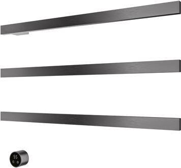 Hotbath &MORE set van 3 rails RAS80 SQUARE 80 cm met separate schakelaar Geborsteld Gunmetal PVD (Exclusief inbouwdeel)
