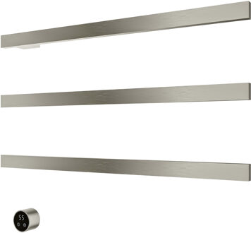 Hotbath &MORE set van 3 rails RAS80 SQUARE 80 cm met separate schakelaar Geborsteld Nikkel (Exclusief inbouwdeel) Grijs
