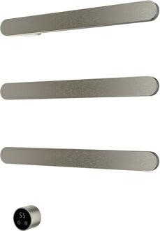 Hotbath &MORE set van 3 rails RASS50 SOFT SQUARE 50 cm met separate schakelaar Geborsteld Nikkel (Exclusief inbouwdeel) Grijs