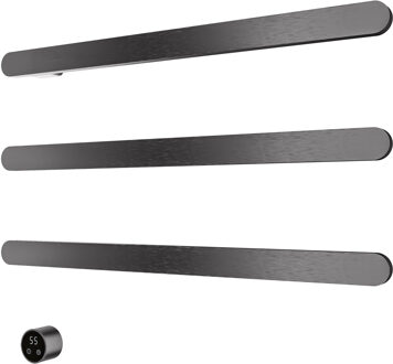 Hotbath &MORE set van 3 rails RASS80 SOFT SQUARE 80 cm met separate schakelaar en inbouw element Geborsteld Gunmetal PVD (RASS80-3BGP)
