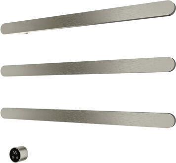 Hotbath &MORE set van 3 rails RASS80 SOFT SQUARE 80 cm met separate schakelaar en inbouw element Geborsteld Nikkel (RASS80-3GN) Grijs