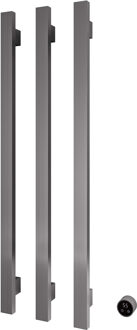 Hotbath &MORE set van 3 rails RASV135 SQUARE135 cm met separate schakelaar Geborsteld Gunmetal PVD (Exclusief inbouwdeel)