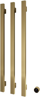 Hotbath &MORE set van 3 rails RASV135 SQUARE135 cm met separate schakelaar Geborsteld Messing PVD (Exclusief inbouwdeel) Goud