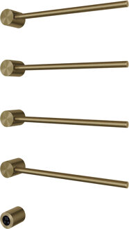 Hotbath &MORE set van 4 rails RARH50 ROUND 50 cm met separate schakelaar en inbouw element Geborsteld Messing PVD (RARH50-4BBP) Goud