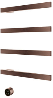 Hotbath &MORE Set Van 4 Rails RAS SQUARE 50cm met separate schakelaar met inbouw element Geborsteld koper PVD RAS50-4BCP Koper geborsteld
