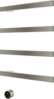 Hotbath &MORE set van 4 rails RAS50 SQUARE 50 cm met separate schakelaar en inbouw element Geborsteld Nikkel (RAS50-4GN) Grijs