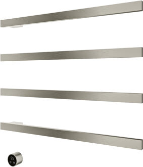 Hotbath &MORE set van 4 rails RAS80 SQUARE 80 cm met separate schakelaar en inbouw element Geborsteld Nikkel (RAS80-4GN) Grijs
