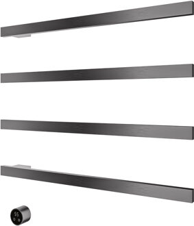 Hotbath &MORE set van 4 rails RAS80 SQUARE 80 cm met separate schakelaar Geborsteld Gunmetal PVD (Exclusief inbouwdeel)