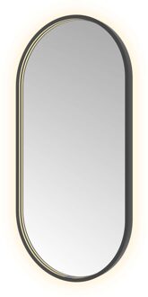 Hotbath Spiegel Hotbath &MORE 100x50 cm LED-Verlichting Spiegelverwarming Ovaal Geborsteld Zwart PVD