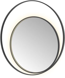 Hotbath Spiegel Hotbath &MORE 120x120 cm LED-Verlichting Spiegelverwarming Rond Deco Geborsteld Zwart PVD