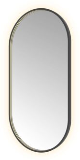 Hotbath Spiegel Hotbath &MORE 120x60 cm LED-Verlichting Spiegelverwarming Ovaal Geborsteld Zwart PVD