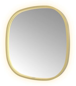 Hotbath Spiegel Hotbath &MORE 60x60 cm LED-Verlichting Spiegelverwarming Deens Ovaal Geborsteld Messing PVD