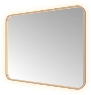 Hotbath Spiegel Hotbath &MORE 80x100 cm LED-Verlichting Spiegelverwarming Rechthoek Afgerond Geborsteld Koper PVD