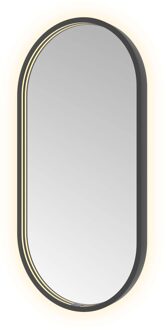 Hotbath Spiegel Hotbath &MORE 80x40 cm LED-Verlichting Spiegelverwarming Ovaal Geborsteld Zwart PVD