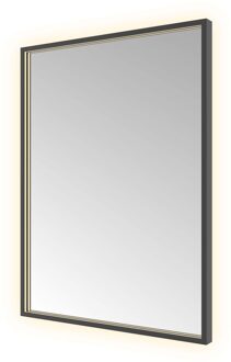 Hotbath Spiegel Hotbath &MORE 80x60 cm LED-Verlichting Spiegelverwarming Rechthoek Geborsteld Zwart PVD