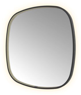 Hotbath Spiegel Hotbath &MORE 80x80 cm LED-Verlichting Spiegelverwarming Deens Ovaal Geborsteld Zwart PVD