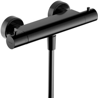 Hotbath Thermostatische Douchemengkraan Ace Met 1/2 Doucheslang Onder aansluiting 26.6 cm Gepolijst Zwart PVD