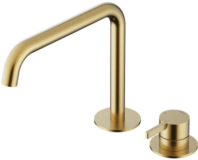 Hotbath Wastafel Mengkraan Hotbath ace 2-gats Met draaibare uitloop 20 cm Geborsteld Messing PVD