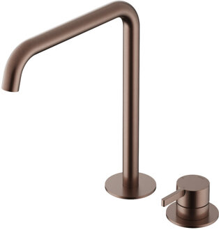 Hotbath Wastafel Mengkraan Hotbath ace 2-gats Met draaibare uitloop 28 cm Geborsteld Koper PVD