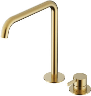 Hotbath Wastafel Mengkraan Hotbath ace 2-gats Met draaibare uitloop 28 cm Geborsteld Messing PVD