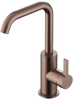 Hotbath Wastafelmengkraan Ace Met Draaibare Uitloop Gebogen 24 cm Geborsteld Koper PVD