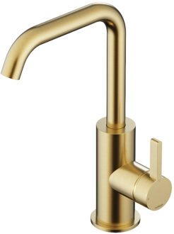 Hotbath Wastafelmengkraan Ace Met Draaibare Uitloop Gebogen 24 cm Geborsteld Messing PVD