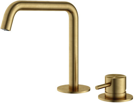 Hotbath Wastafelmengkraan Archie 2 Gats Zonder Waste Geborsteld Messing PVD