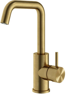 Hotbath Wastafelmengkraan Archie Met Draaibare Uitloop Zonder Waste Geborsteld Messing PVD